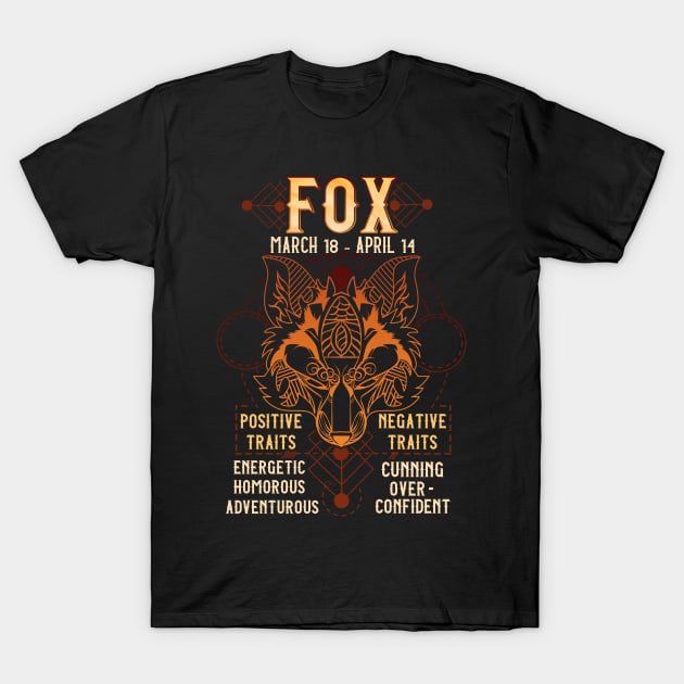 Celtic Zodiac Sign Fox Celtic Tree  Astrology T-Shirt by Riffize